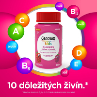 CENTRUM Kids gummies malina a jahoda 2 x 60 želé + DARČEK veselé samolepky