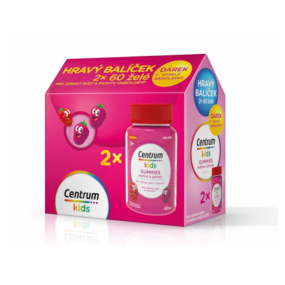 Centrum kids GUMMIES malina a jahoda 2x60 želé