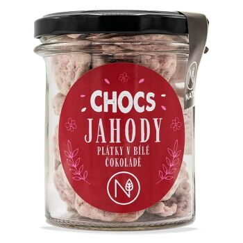 NATU Chocs jahody plátky v 30% bielej čokoláde 80 g (Čokolády)