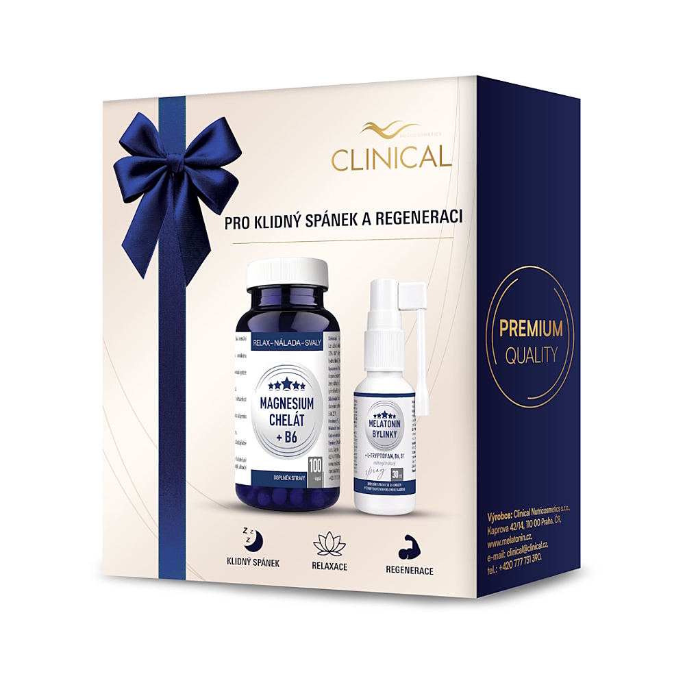 CLINICAL Magnesium Chelát B6 + Melatonín spray 1+1 – darčeková sada