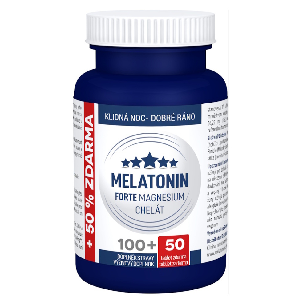 Clinical Melatonin Forte Magnesium chelát tablety na podporu zdravia nervovej sústavy 150 tbl
