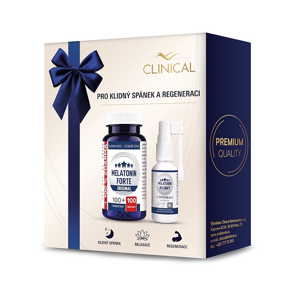 CLINICAL Melatonín Forte Original + Melatonín spray 1+1 – darčeková sada