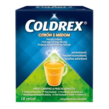 COLDREX Horúci nápoj citrón s medom plo por 5 g 10 vrecúšok (Na teplotu u dospelých) - Viaczložkové