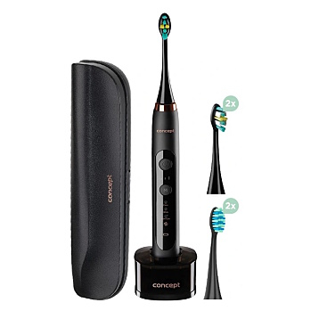 CONCEPT ZK7011 Sonická zubná kefka perfect smile s puzdrom čierny (Sonické zubné kefky) - Časovač, Viac režimov čistenia