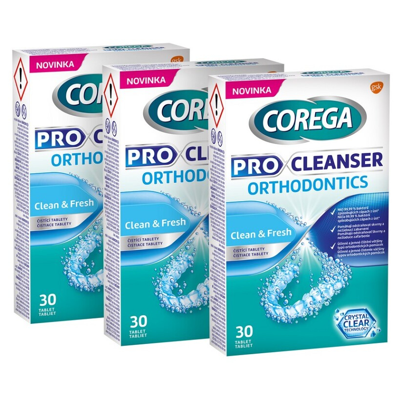 COREGA čistiace tablety Pro Cleanser Orthodontics 3 x 30 tabliet kúpite na Mojalekaren.sk