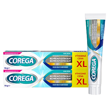 COREGA Extra silný fixačný krém bez príchuti XL 2 x 70 g (Prostriedky na zuby a zubné náhrady) - Fixačné