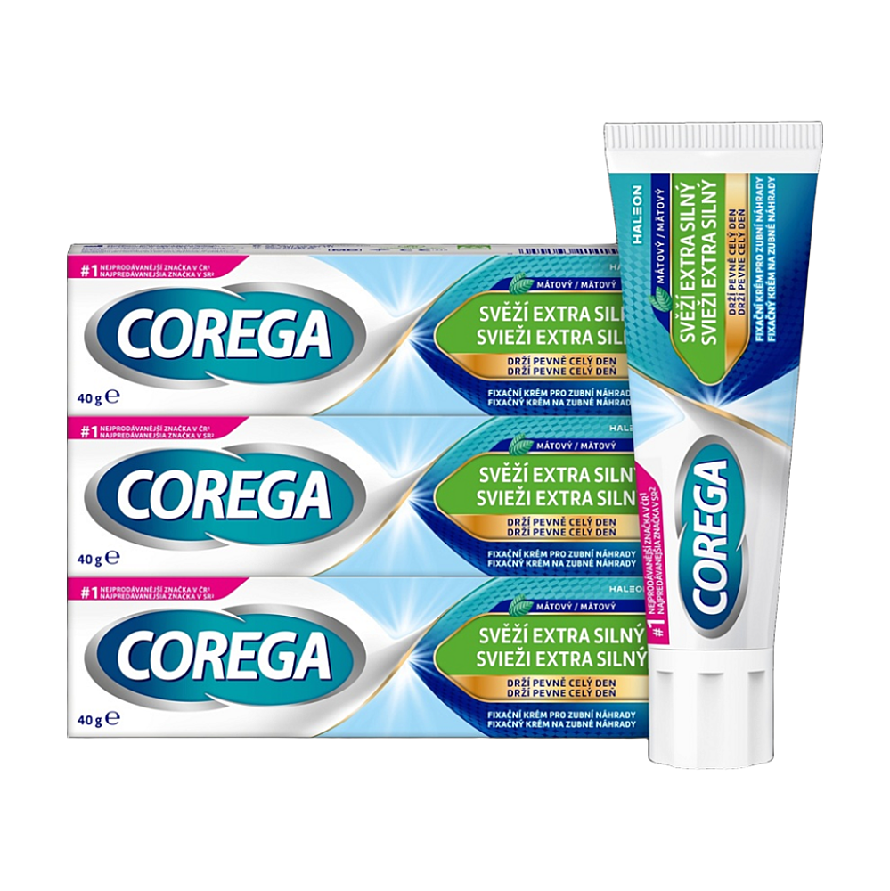 Corega Fresh Extra Strong fixačný krém pre zubnú náhradu 3x40 g kúpite na Mojalekaren.sk