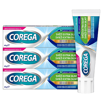 COREGA Fixačný extra silný krém svieži dych 3 kusy 40 g (Prostriedky na zuby a zubné náhrady) - Čistiace, Antibakteriálne