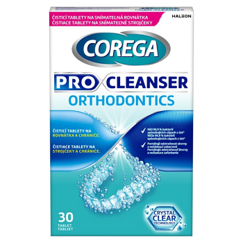 Corega Pro Cleanser Orthodontics čistiace tablety 30 ks (Prostriedky na zuby a zubné náhrady) - Čistiace, Fixačné, Antibakteriálne