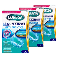 COREGA Pre cleanser orthodontics čistiace tablety na strojčeky 3x30 ks