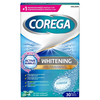 COREGA Whitening čistiace tablety 30 ks (Prostriedky na zuby a zubné náhrady) - Čistiace, Antibakteriálne