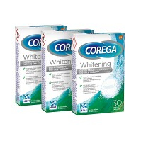 COREGA Whitening antibakteriálne tablety 3 balenia 30 kusov