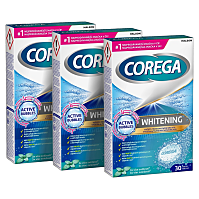 COREGA Whitening antibakteriálne tablety 3 balenia 30 kusov
