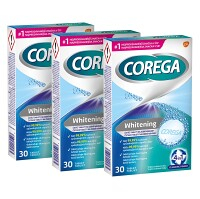 COREGA Whitening antibakteriálne tablety 3 balenia 30 kusov