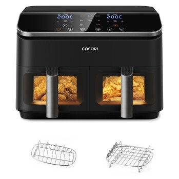 COSORI Dual Basket teplovzdušná fritéza 5x špíz a rošt 8,5 litrov (Teplovzdušné fritézy) - Automatické, Elektrické, Kuchynské, Svietiaci, Časovač, Na varenie