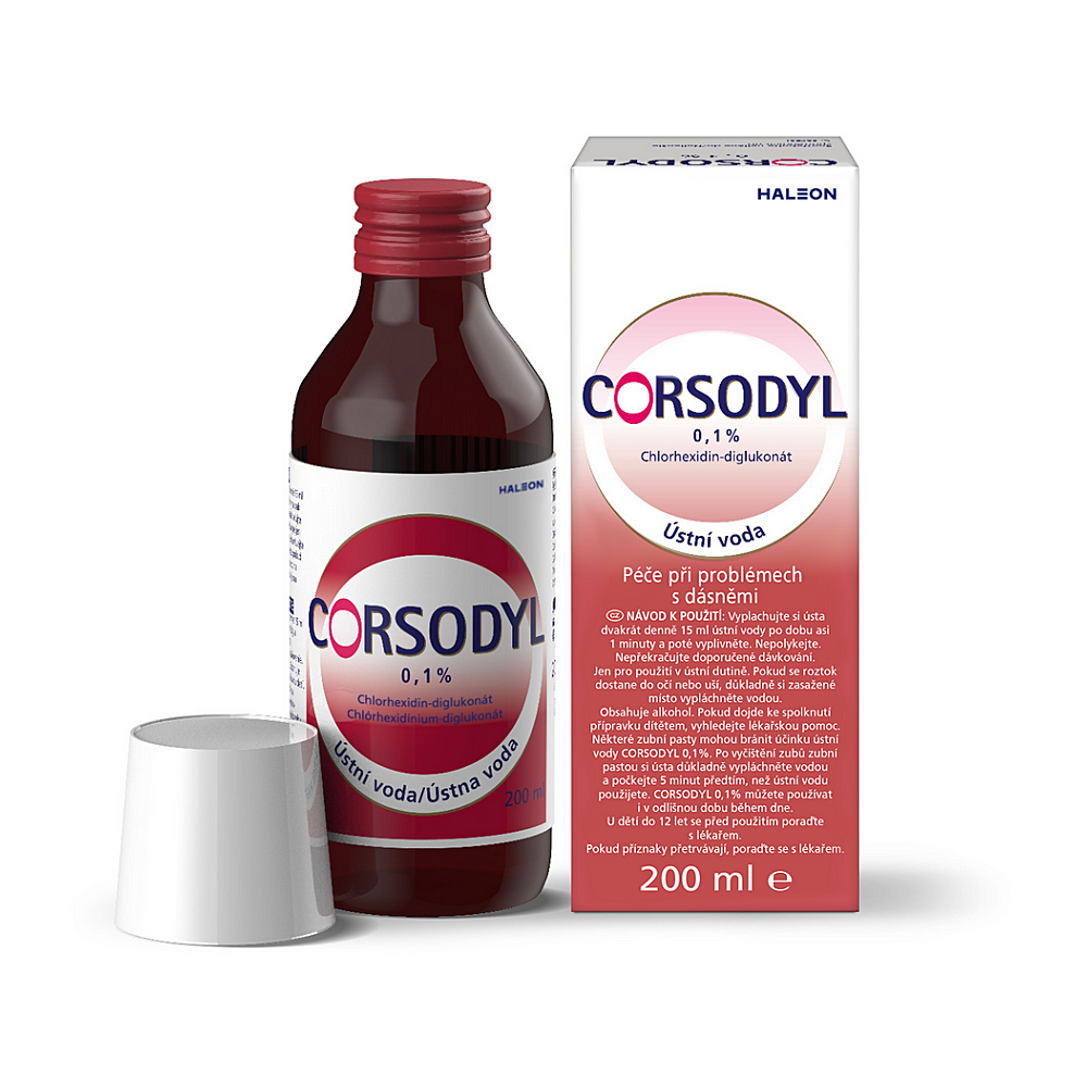 CORSODYL Ústna voda 0.1% 200 ml