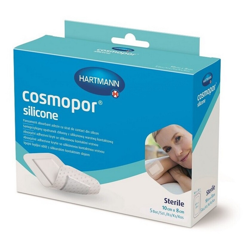 Cosmopor Silicone, savá silikónová náplasť (10x8 cm), 5 ks kúpite na Mojalekaren.sk