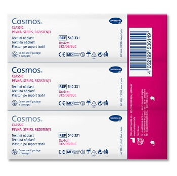 COSMOS Náplasť pevná 8 cm x 4 cm 3 ks (Náplasti dělené) - Hypoalergénny, S vankúšikom, Sterilné - obrázok 2/2