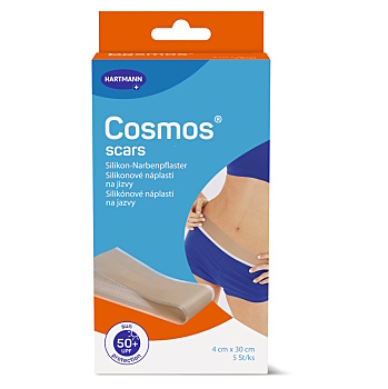 COSMOS Scars silikónová náplasť na jazvy s UPF 50+ 4 × 30 cm 5 kusov (Voděodolné náplasti)