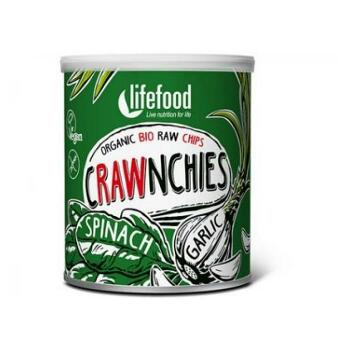 Lifefood Crawnchies prvý špenátové raw lupienky s cesnakom 30 g