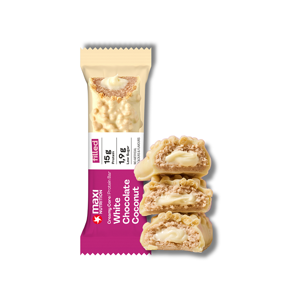E-shop MAXI NUTRITION Creamy Core Protein bar White Kokos v čokoláde 45 g