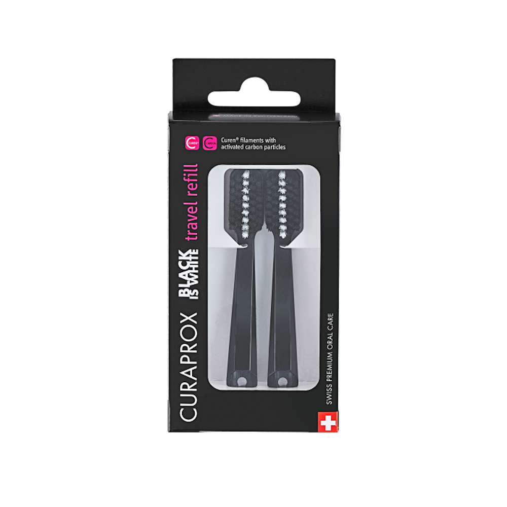 CURAPROX Travel set Black is White - náhradná hlavica 2 kusy