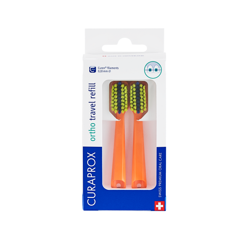 CURAPROX Travel set Oranžový - náhradná hlavica 2 kusy