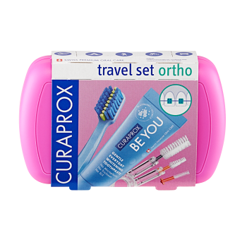 CURAPROX Travel set ORTHO ružový 1 kus