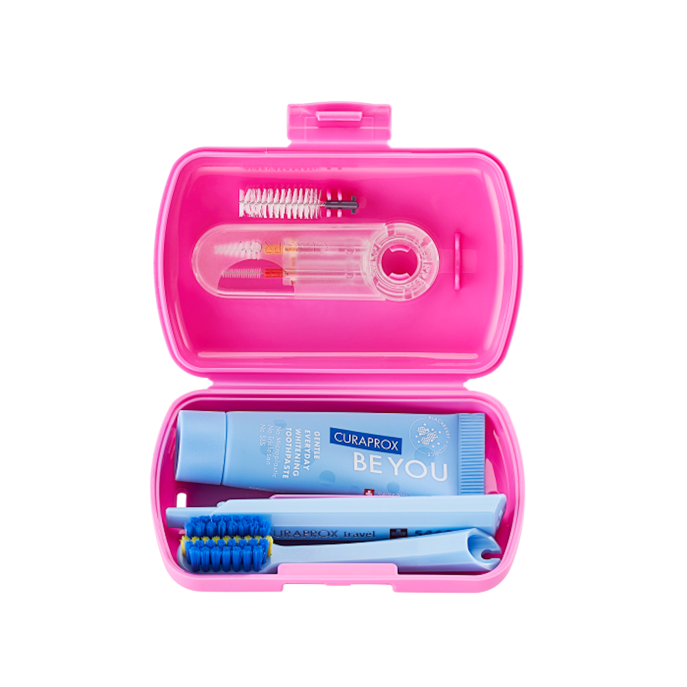 CURAPROX Travel set ORTHO ružový 1 kus