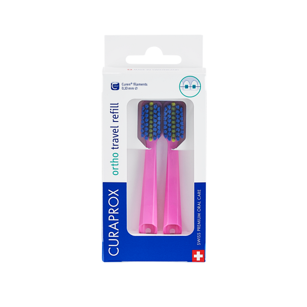CURAPROX Travel set Ružový - náhradná hlavica 2 kusy