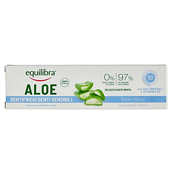 DARČEK EQUILIBRA Aloe Denti Sensibili, zubná pasta na citlivé zuby bez fluóru 75 ml (Darček k produktu)