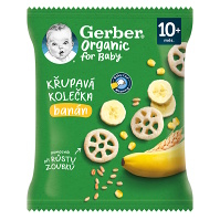 DARČEK GERBER Organic chewing wheels chrumkané kolieska s banánom 28 g