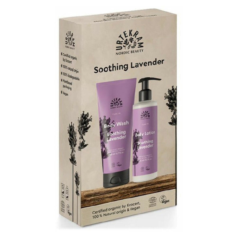 URTEKRAM Upokojujúca levanduľa Sprchový gél 200 ml+ Telové mlieko 245 ml Darčekové balenie