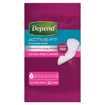 DEPEND Active-Fit ultra mini inkontinenčné vložky 1 kvapka 22 kusov