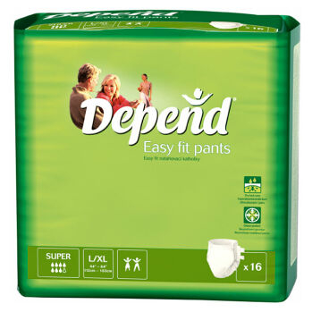 Inkontinenčné nohavičky absorpčné DEPEND Easy Fit Super L / XL / 16ks