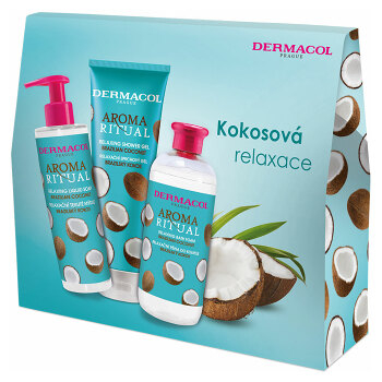 DERMACOL Aroma Ritual Kokosová starostlivosť Tekuté mydlo 250 ml + sprchový gél 250 ml + pena do kúpeľa 500 ml Darčekové balenie