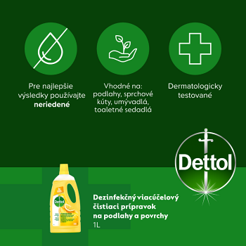 DETTOL Power &amp; Fresh Dezinfekčné na podlahy a povrchy Citrón 1 l (Prostriedky na podlahu) - Dezinfekčné - obrázok 4/4