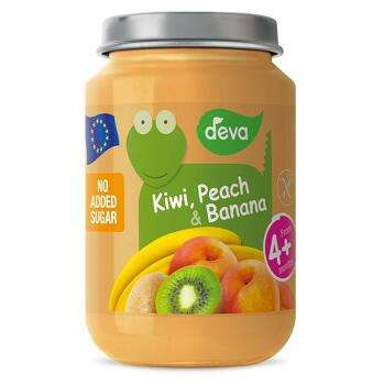DEVA Ovocný príkrm Kiwi, Broskyňa a Banán od 4.mesiaca 200 g