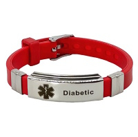 DIA-WAY Silikónový náramok Diabetic, Farba: Červená