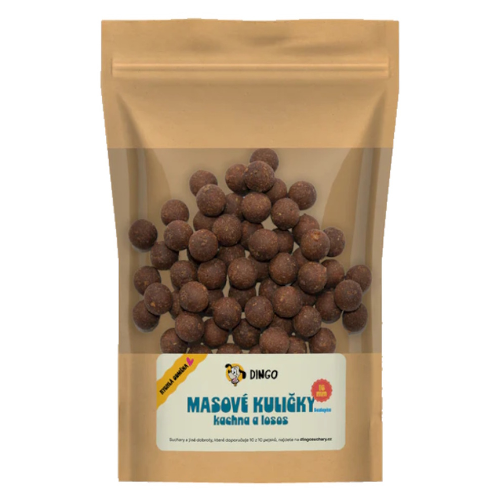 DINGO Mäsové guličky kačica a losos 16 mm/150 g