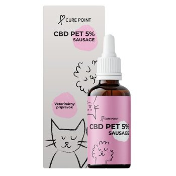 CURE POINT CBD Pet 5% Olej pre psov a mačky Sausage 10 ml (Veterinárne výživové doplnky na nervovú sústavu)