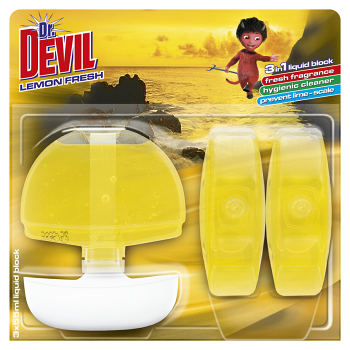 DR DEVIL tekutý wc blok3x55ml 3v1 lemon fresh