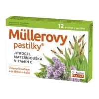 DR. MÜLLER Müllerove pastilky s skorocelom, materinou dúškou a vitamínom C 12 pastiliek