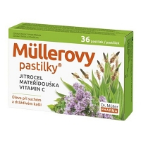 DR. MÜLLER Müllerove pastilky s skorocelom, materinou dúškou a vitamínom C 36 pastiliek