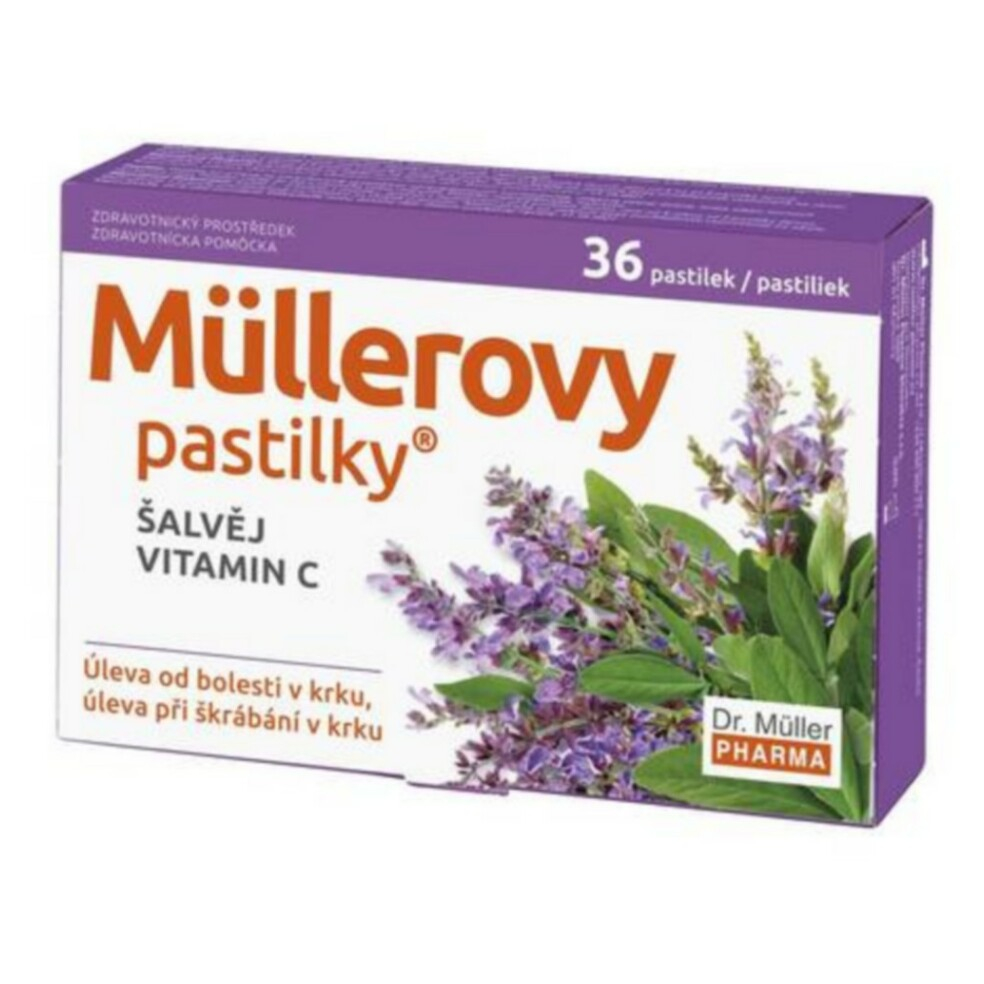 Dr. Müller Müllerovy pastilky® šalvia a vitamín C pastilky pri chrípke a prechladnutí 36 ks