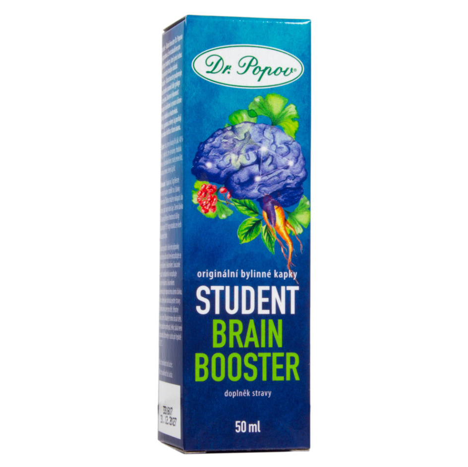 Dr. Popov Originální bylinné kapky Študent Brain booster bylinné kvapky na podporu pamäti a koncentrácie 50 ml