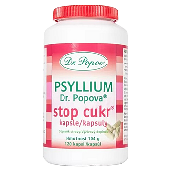 DR. POPOV Psyllium Stop cukor 120 kapsúl (Vláknina, psyllium)