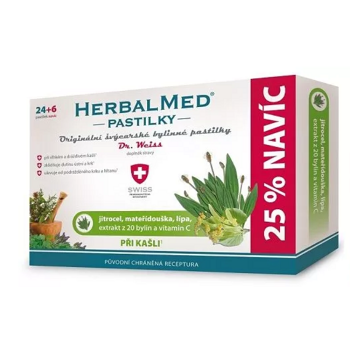 DR. WEISS HerbalMed skorocel + materina dúška + lipa + vitamín C 24+6 pastiliek
