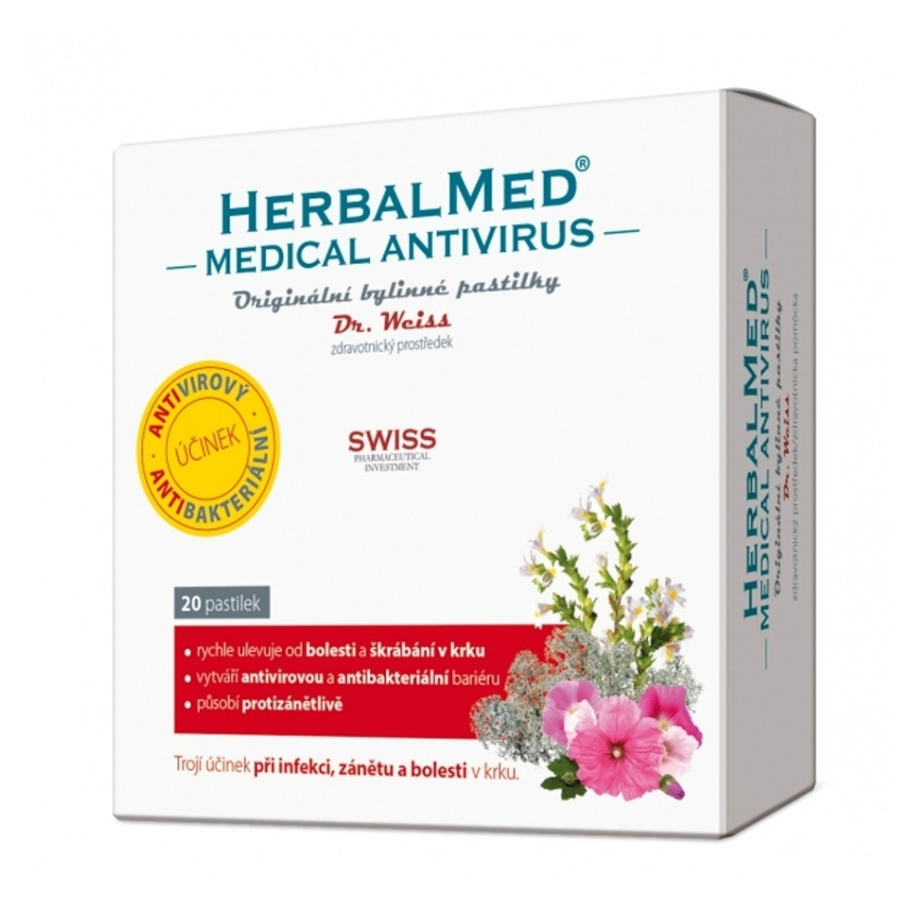Dr.Weiss HerbalMed MEDICAL pastilky pastilky na úľavu od bolesti v krku 20 ks