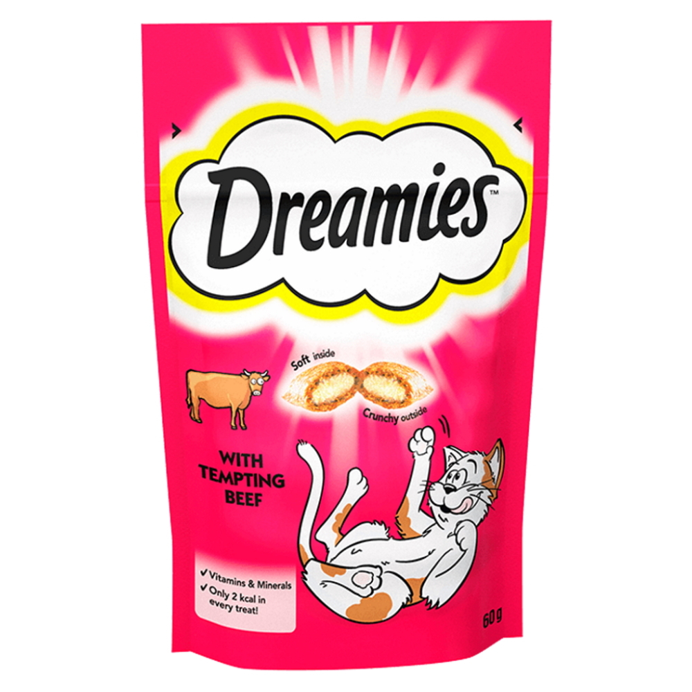 E-shop DREAMIES pochúťka pre mačky s hovädzím 60 g
